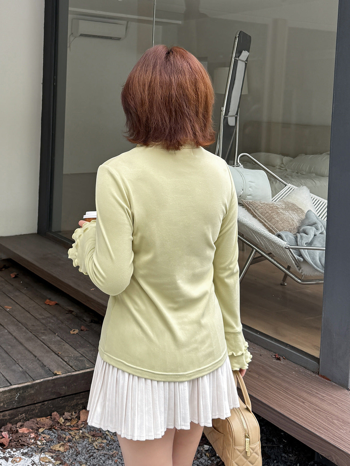 大きいサイズ レディース フリルネックスリムフィット長袖トップス LL 3L 4L 5L