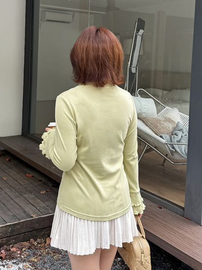 大きいサイズ レディース フリルネックスリムフィット長袖トップス LL 3L 4L 5L