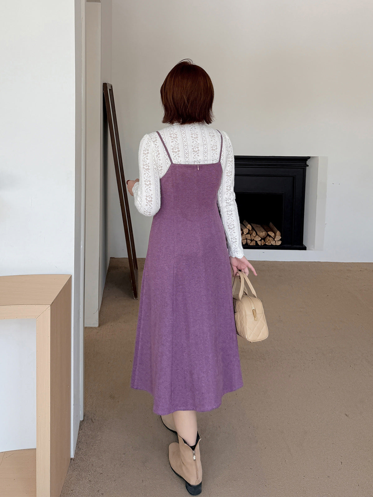 大きいサイズ レディース ツーピースセット（レーストップス+スリップワンピース） LL 3L 4L 5L