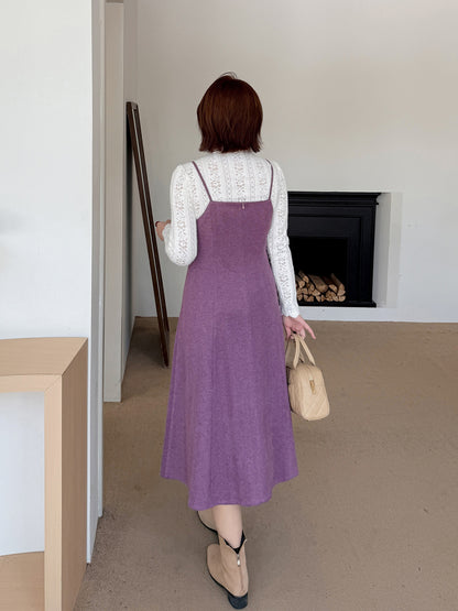 大きいサイズ レディース ツーピースセット（レーストップス+スリップワンピース） LL 3L 4L 5L