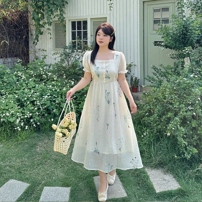 大きいサイズ レディース 花柄刺繍入りレースワンピース LL 3L 4L 5L