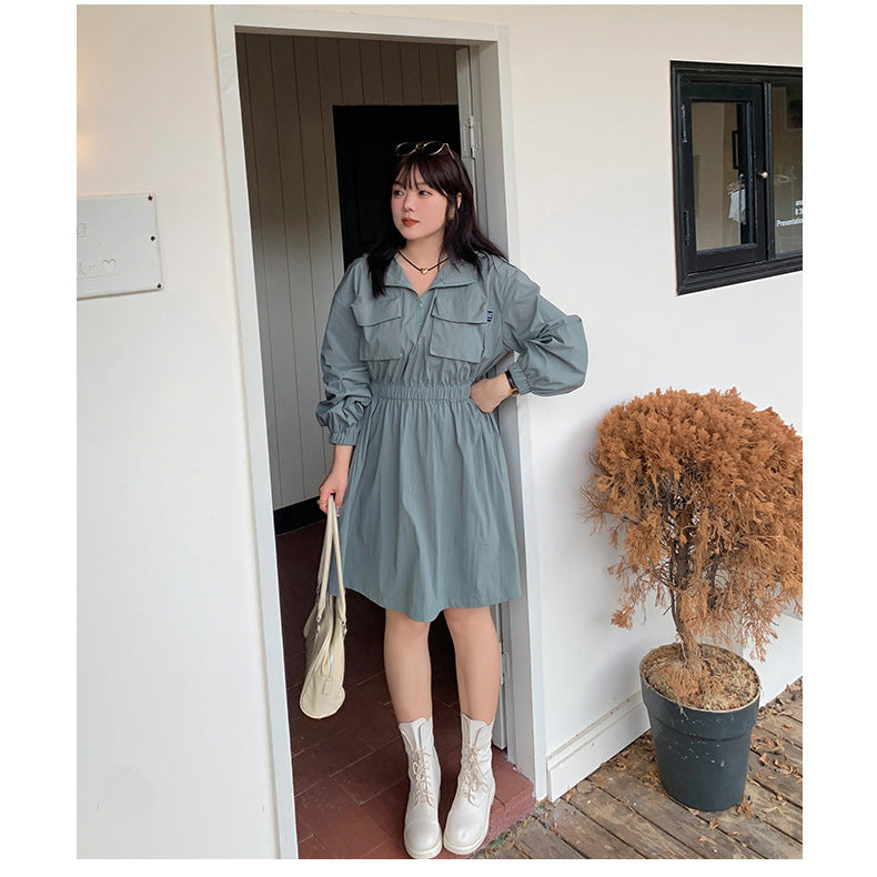 大きいサイズ レディース アウトドアフード付きワンピース LL 3L 4L 5L