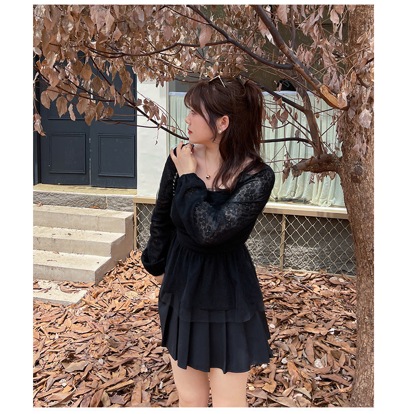 大きいサイズ レディース スクエアネックのペプラムレースブラウス LL 3L 4L 5L