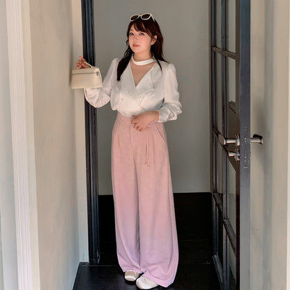 大きいサイズ レディース チャイナデザインジャカードストレートパンツ LL 3L 4L 5L