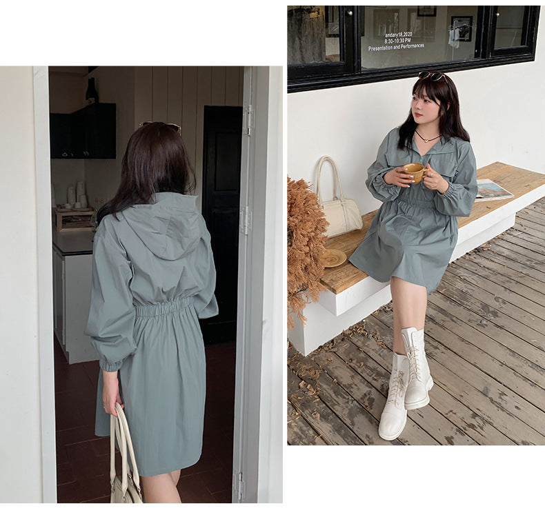 大きいサイズ レディース アウトドアフード付きワンピース LL 3L 4L 5L