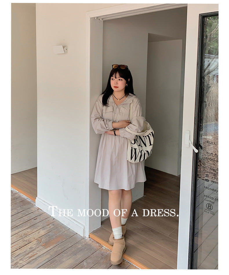 大きいサイズ レディース アウトドアフード付きワンピース LL 3L 4L 5L