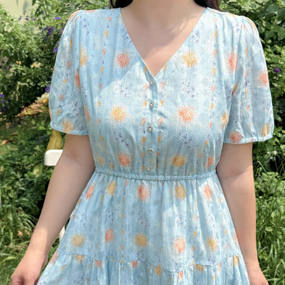 大きいサイズ レディース Vネック花柄ジャカードロングワンピース LL 3L 4L 5L