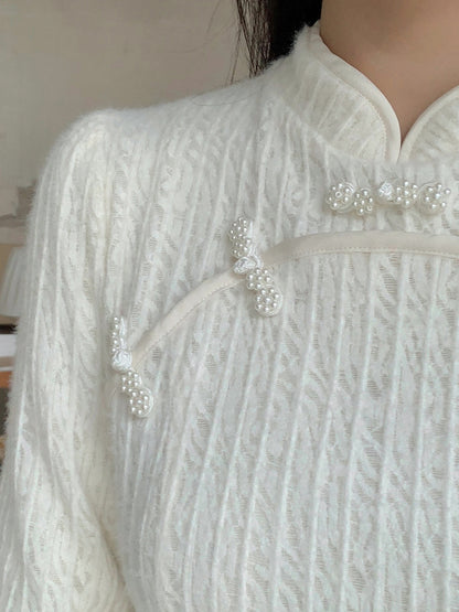 大きいサイズ レディース チャイナ風レトロ花柄ビーズボタンレースワンピース LL 3L 4L 5L