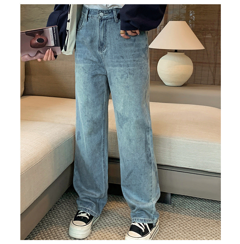 大きいサイズ レディース ビンテージスタイルのハイウエストストレートデニムパンツ LL 3L 4L 5L