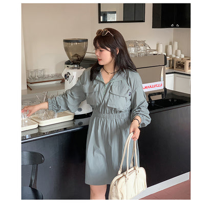 大きいサイズ レディース アウトドアフード付きワンピース LL 3L 4L 5L