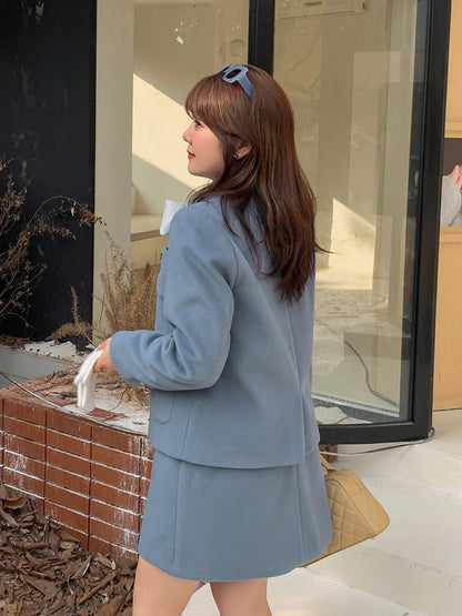 大きいサイズ レディース エレガント厚手セットアップスーツ（ジャケット+スカート） LL 3L 4L 5L