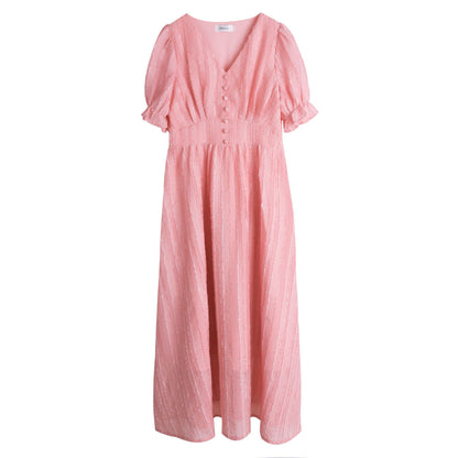 大きいサイズ レディース Vネックフリルシフォンプリーツワンピース LL 3L 4L 5L