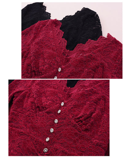 大きいサイズ レディース レースのVネックワンピース LL 3L 4L 5L