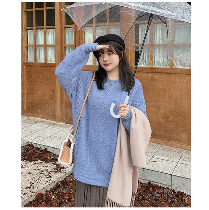 大きいサイズ レディース チュニック丈ケーブルニット LL 3L 4L 5L