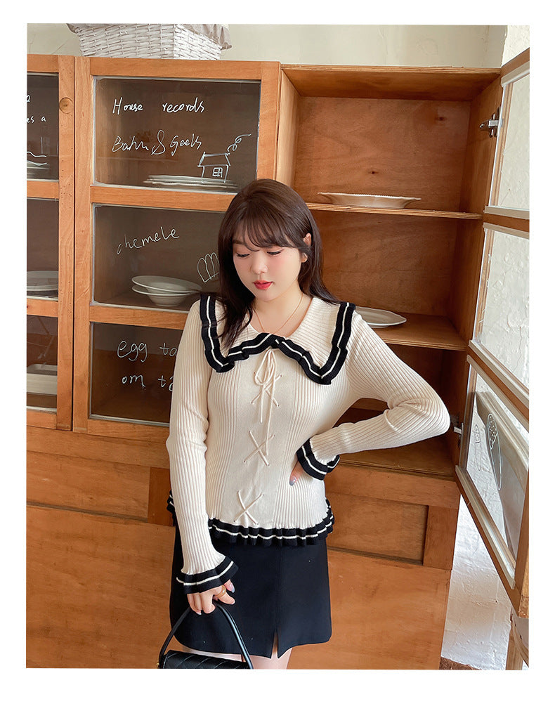 大きいサイズ レディース バイカラーのフリルカーディガン LL 3L 4L 5L