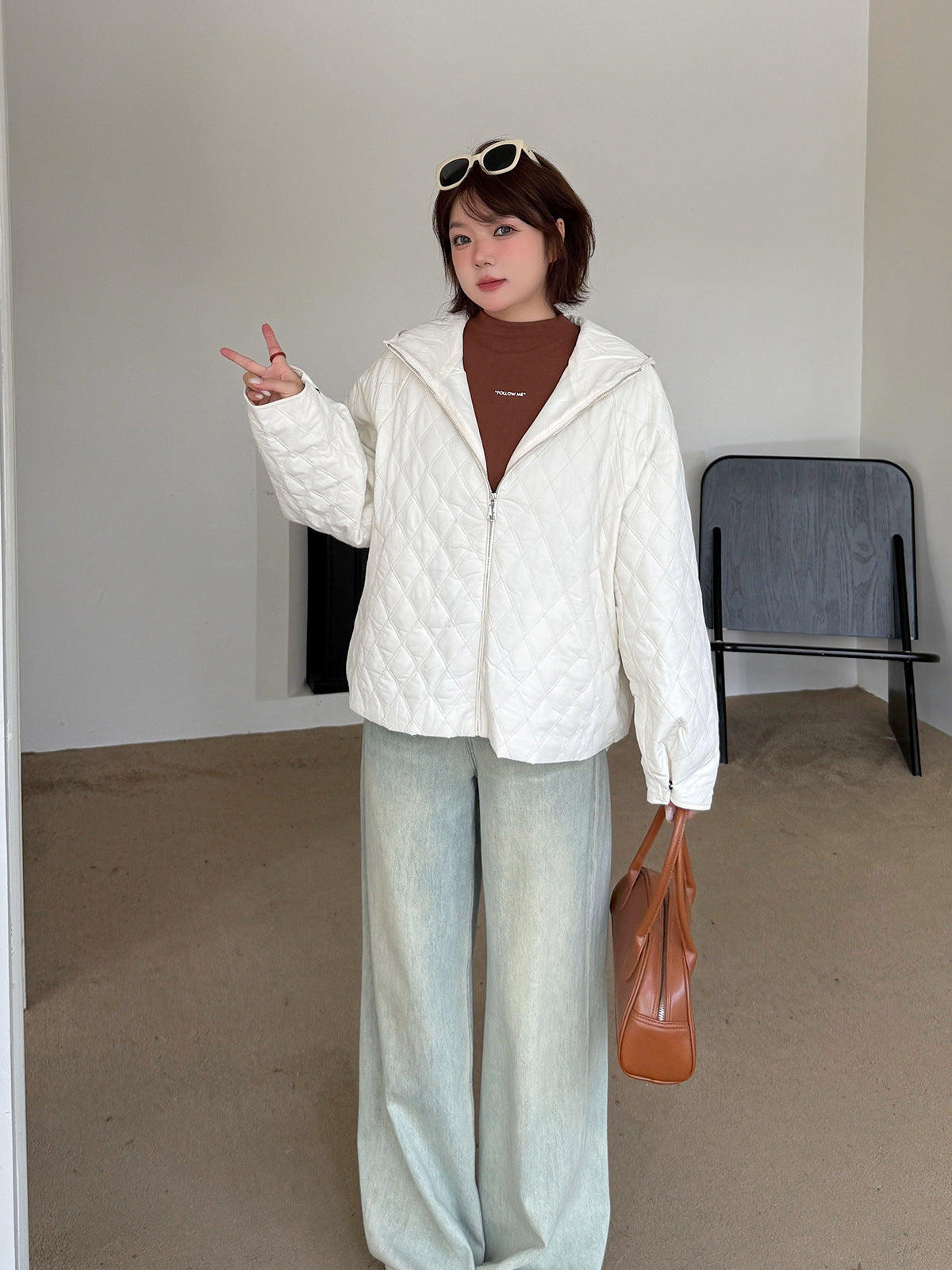 大きいサイズ レディース 軽量フード付きラメクロスステッチキルティングジャケット 3L 4L 5L