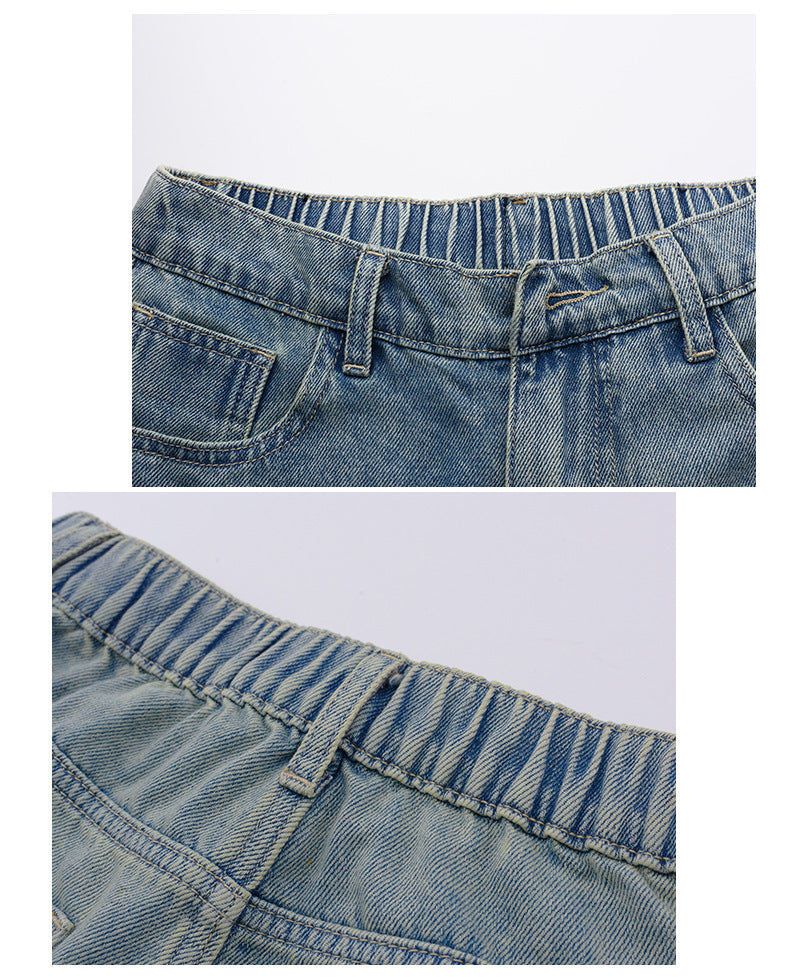 大きいサイズ レディース ビンテージスタイルのハイウエストストレートデニムパンツ LL 3L 4L 5L