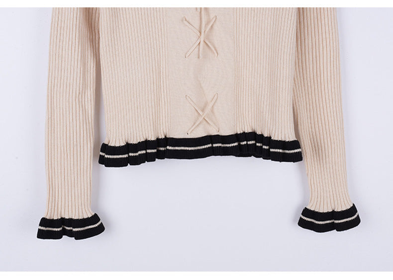 大きいサイズ レディース バイカラーのフリルカーディガン LL 3L 4L 5L