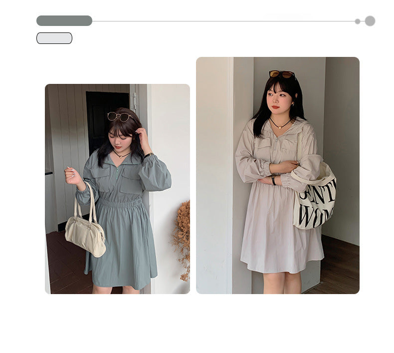 大きいサイズ レディース アウトドアフード付きワンピース LL 3L 4L 5L