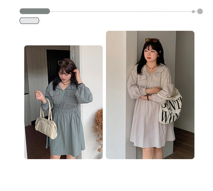 大きいサイズ レディース アウトドアフード付きワンピース LL 3L 4L 5L