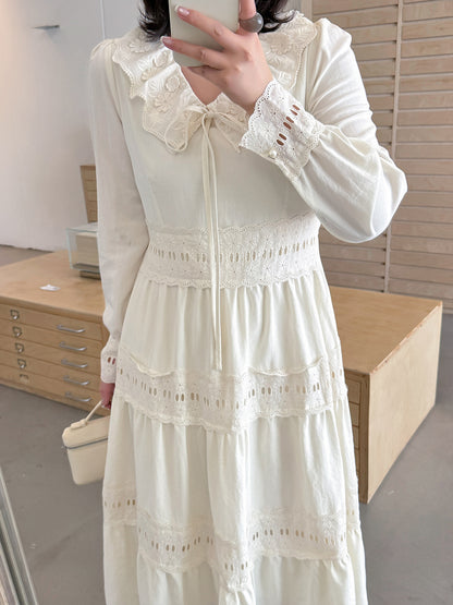 大きいサイズ レディース ジャカードレースロマンチックレトロワンピース LL 3L 4L 5L