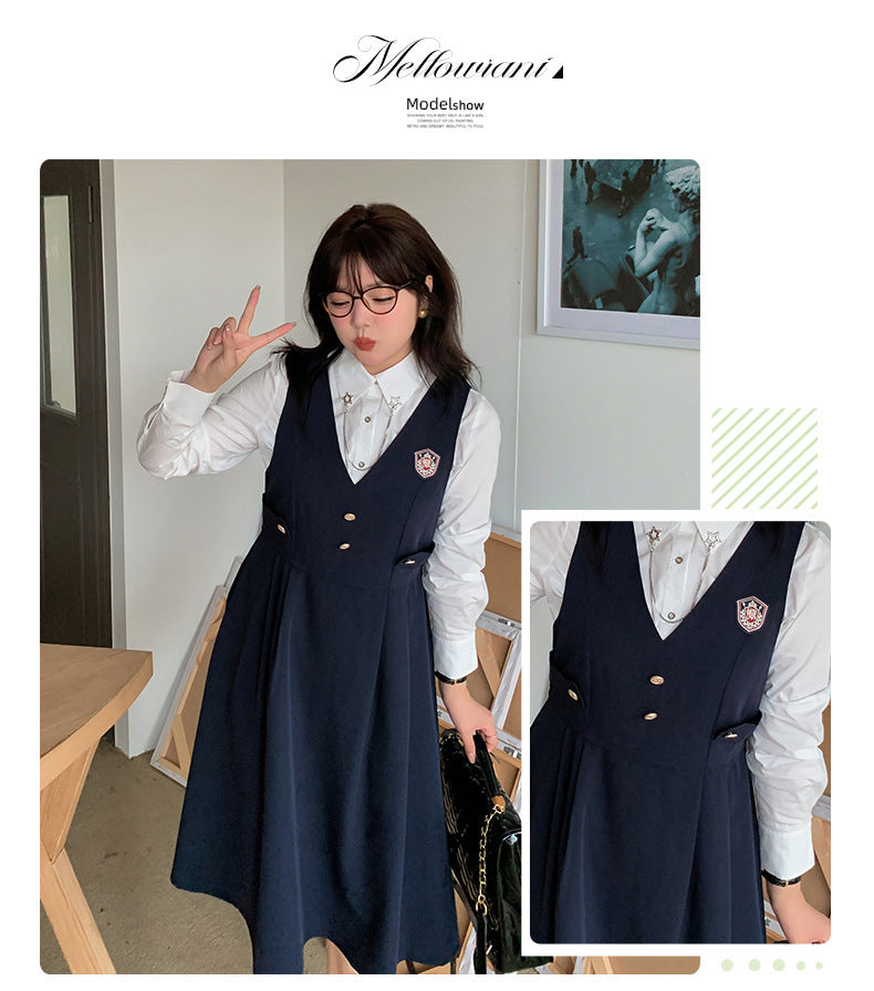 大きいサイズ レディース カレッジ風セットアップ星柄ワンピース二点セット LL 3L 4L 5L