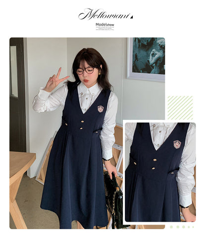 大きいサイズ レディース カレッジ風セットアップ星柄ワンピース二点セット LL 3L 4L 5L