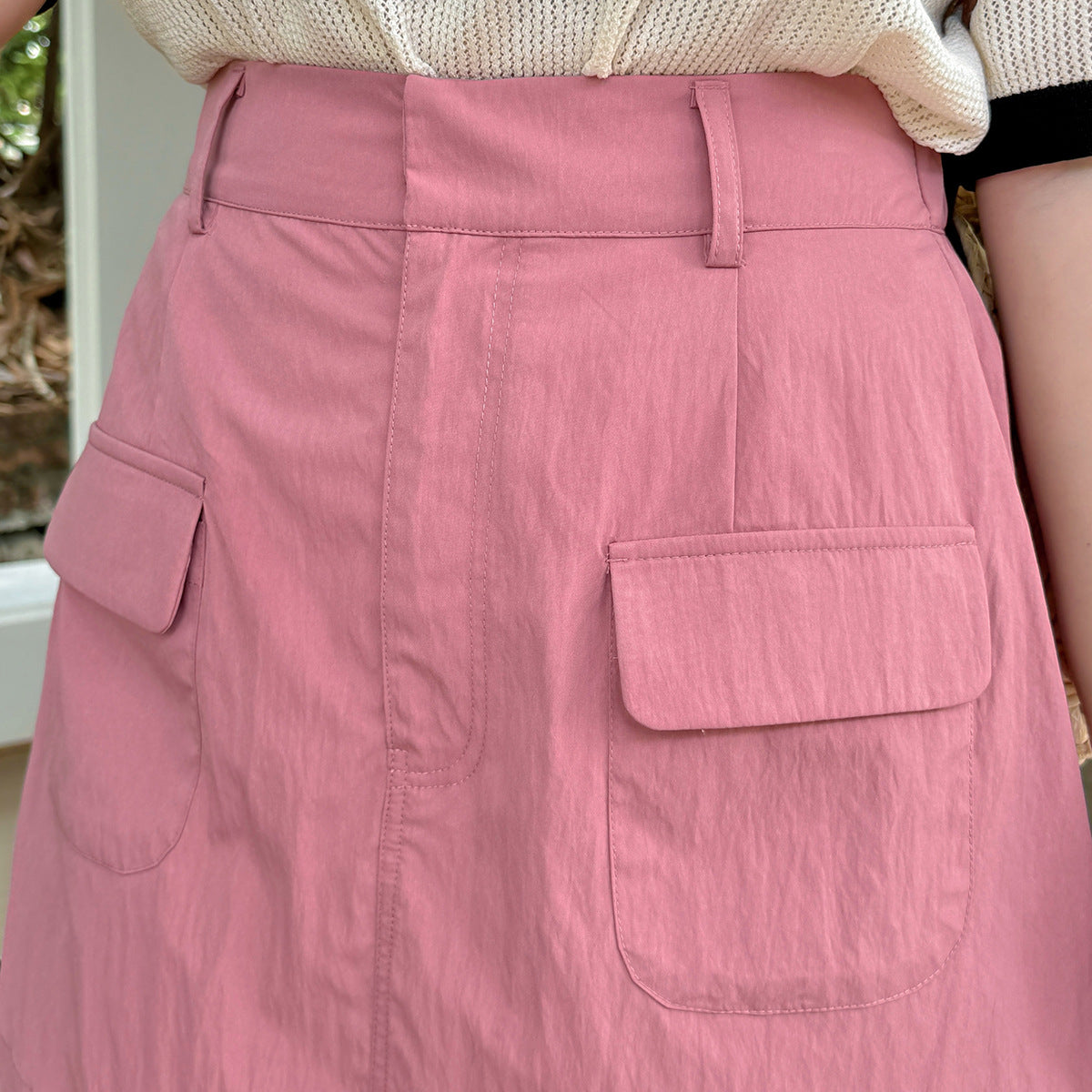 大きいサイズ レディース ドローストリング付きワークウェアスタイルミニスカート LL 3L 4L 5L