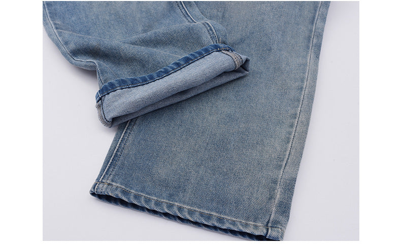 大きいサイズ レディース ビンテージスタイルのハイウエストストレートデニムパンツ LL 3L 4L 5L