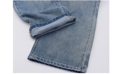 大きいサイズ レディース ビンテージスタイルのハイウエストストレートデニムパンツ LL 3L 4L 5L