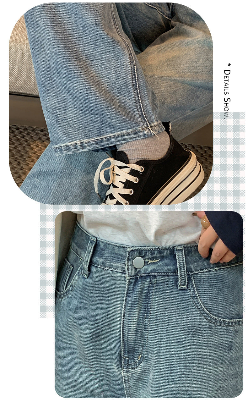 大きいサイズ レディース ビンテージスタイルのハイウエストストレートデニムパンツ LL 3L 4L 5L