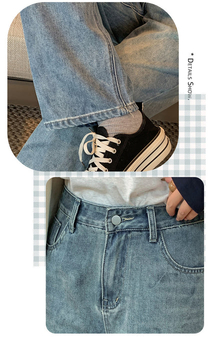 大きいサイズ レディース ビンテージスタイルのハイウエストストレートデニムパンツ LL 3L 4L 5L