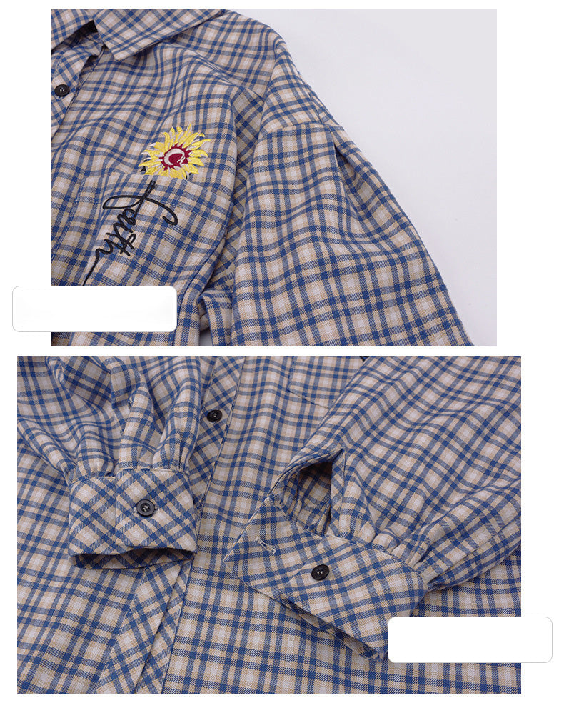 大きいサイズ レディース フラワープリントチェック柄シャツ LL 3L 4L 5L