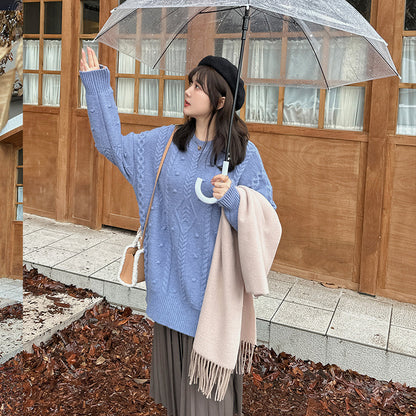 大きいサイズ レディース チュニック丈ケーブルニット LL 3L 4L 5L