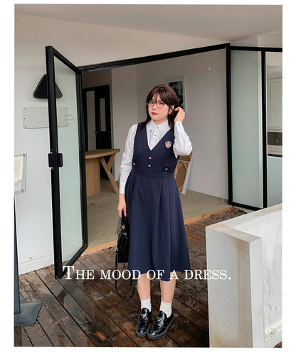 大きいサイズ レディース カレッジ風セットアップ星柄ワンピース二点セット LL 3L 4L 5L