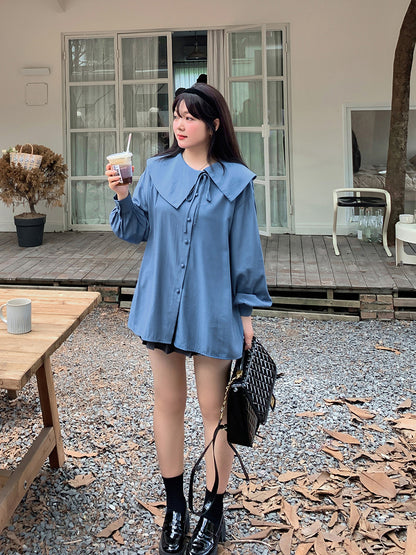 大きいサイズ レディース アシンメトリーカラーブラウス LL 3L 4L 5L