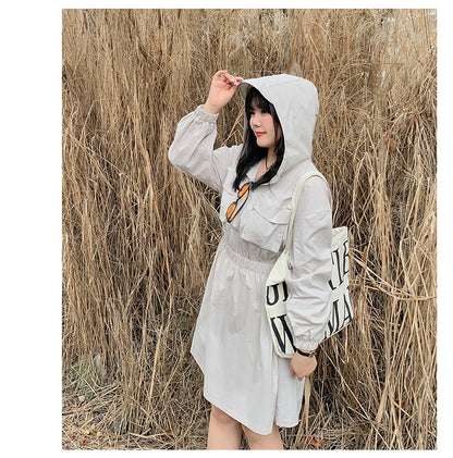大きいサイズ レディース アウトドアフード付きワンピース LL 3L 4L 5L