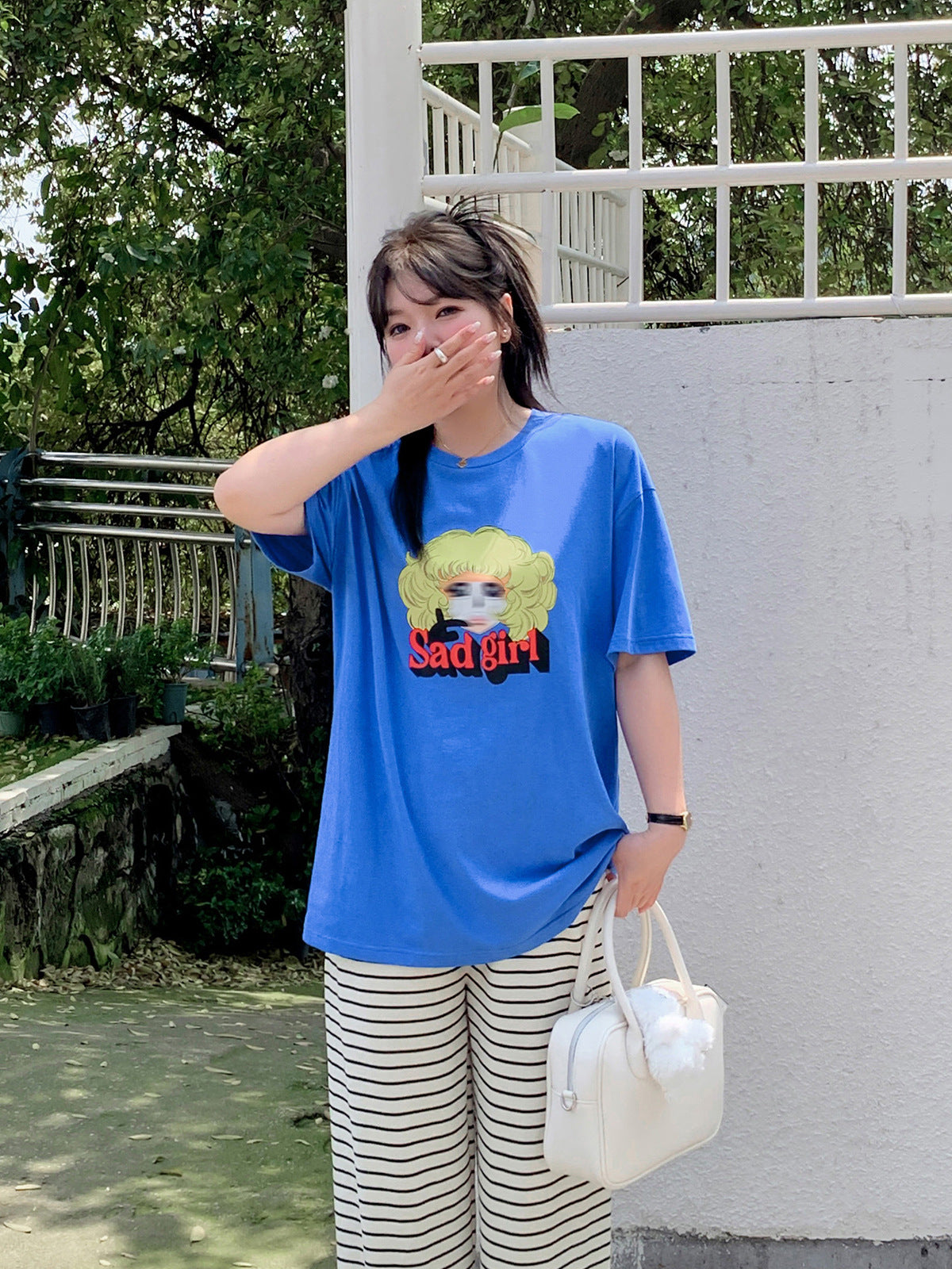 大きいサイズ レディース カートゥーンプリントルーズウエイト半袖Tシャツ LL 3L 4L 5L