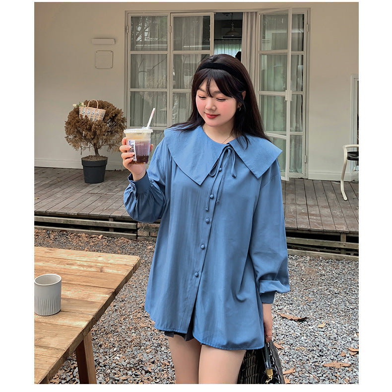 大きいサイズ レディース アシンメトリーカラーブラウス LL 3L 4L 5L