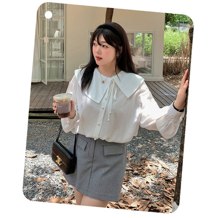 大きいサイズ レディース アシンメトリーカラーブラウス LL 3L 4L 5L