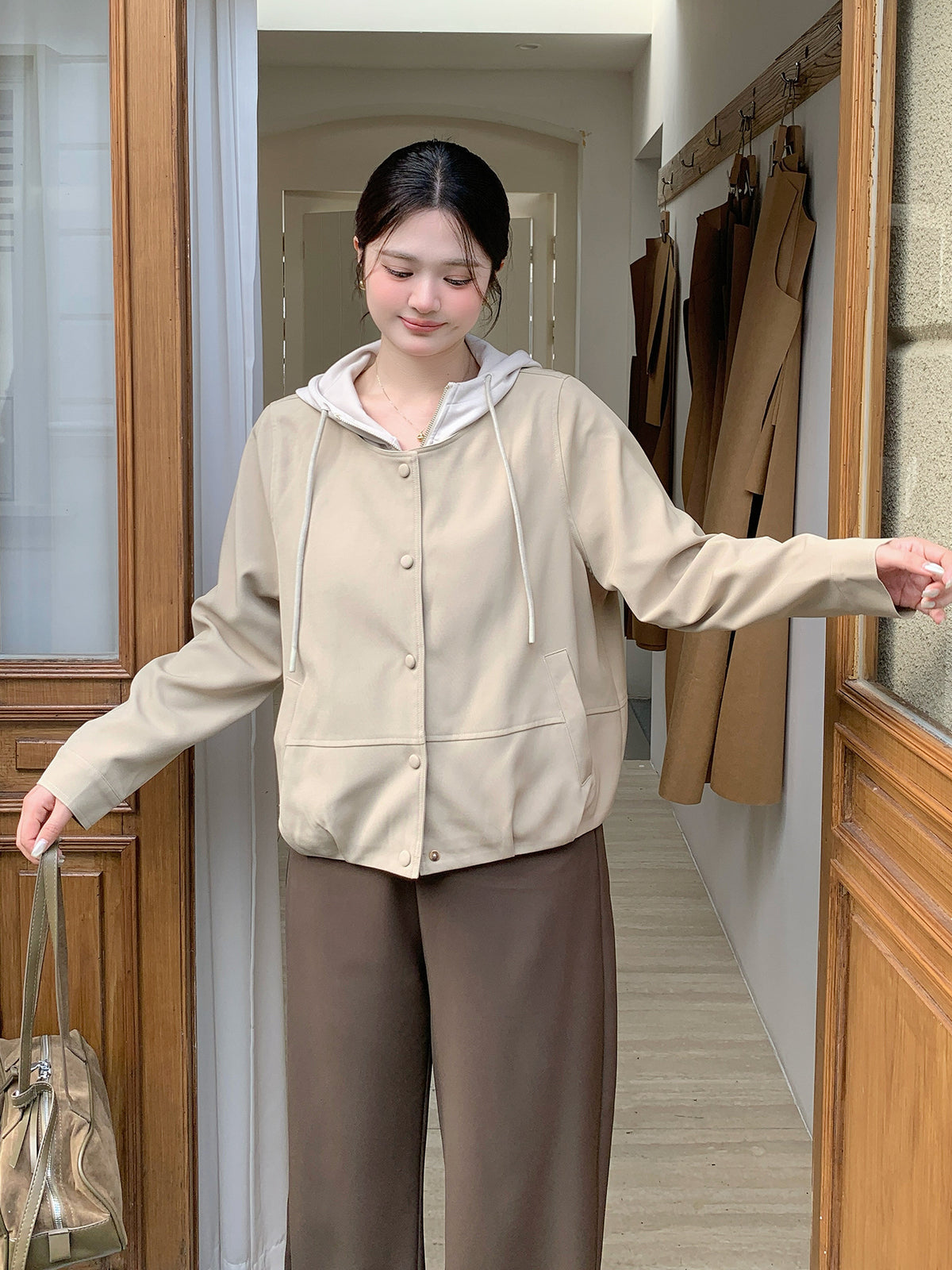 大きいサイズ レディース レイヤード風フーディー ドッキングブルゾン LL 3L 4L 5L