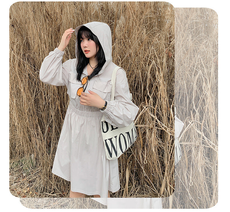 大きいサイズ レディース アウトドアフード付きワンピース LL 3L 4L 5L