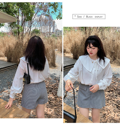 大きいサイズ レディース アシンメトリーカラーブラウス LL 3L 4L 5L