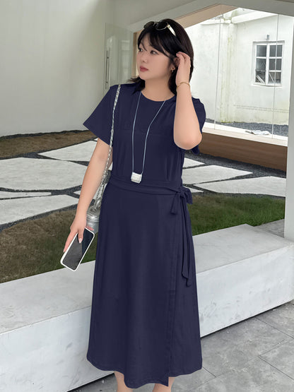 大きいサイズ レディース ラップデザインカットワンピース LL 3L 4L 5L