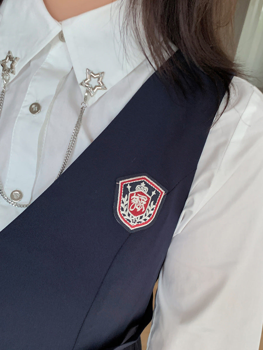 大きいサイズ レディース カレッジ風セットアップ星柄ワンピース二点セット LL 3L 4L 5L