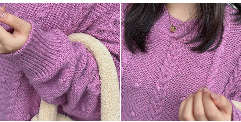 大きいサイズ レディース チュニック丈ケーブルニット LL 3L 4L 5L