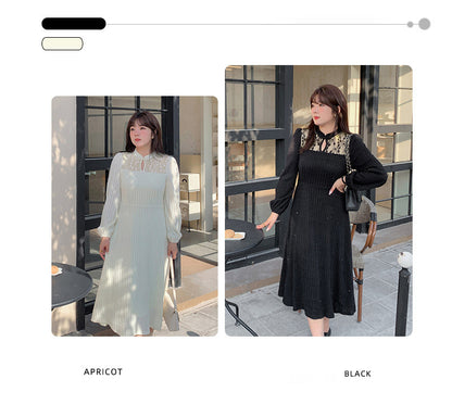 大きいサイズ レディース チャイナ風レースワンピース LL 3L 4L 5L