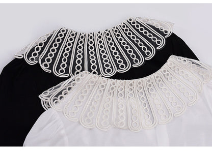 大きいサイズ レディース レースカラーのラウンドネックブラウス LL 3L 4L 5L