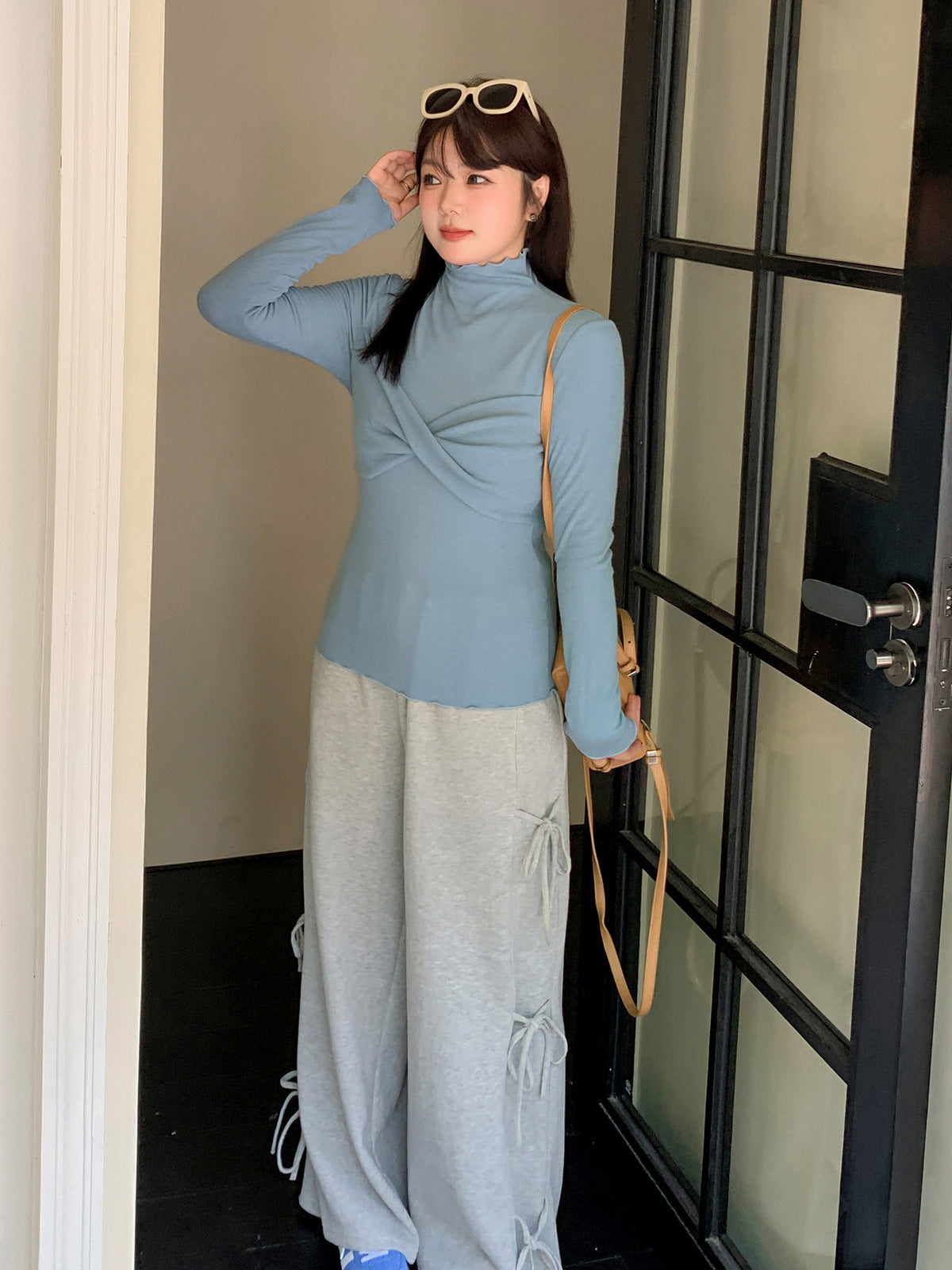 大きいサイズ レディース 韓国風ツイストデザインボトミングシャツ LL 3L 4L 5L