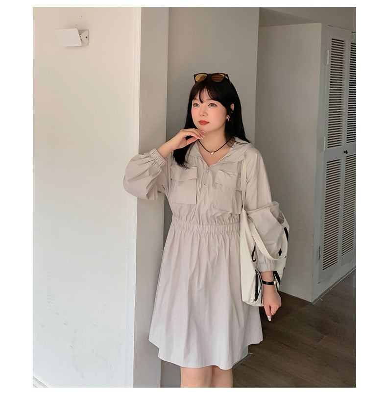 大きいサイズ レディース アウトドアフード付きワンピース LL 3L 4L 5L